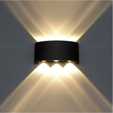 SNOGOLD Moderne 6W LED-Wandleuchte für den Innenbereich in schwarzem Aluminium, warmweiße LED-Wandleuchte mit nach oben/unten gerichteter Leuchte für Schlafzimmer/Flur (1/5)