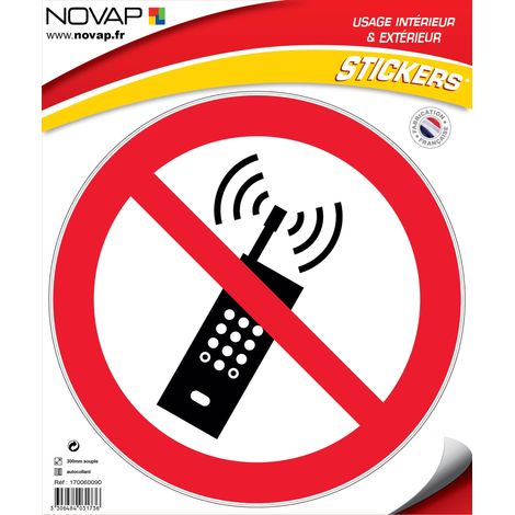 Panneau Téléphone mobile Interdit - Vinyle adhésif Ø300mm - 4031736