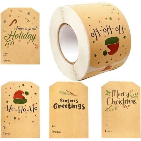 Étiquette de Noël,autocollant joyeux Noel,décoration scellage d'enveloppe vacance,pour emballage cadeau faite à main,sac de bonbon (1/4)