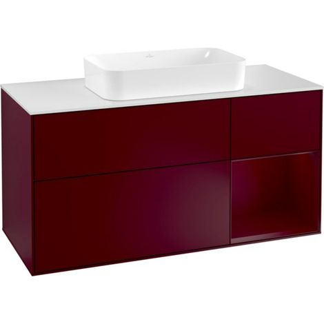 V&B Waschtischunterschrank Wandbeleuchtung Finion 120cm, Abd.-Pl. wh. m, Reg re Peo, Peo m (1/2)