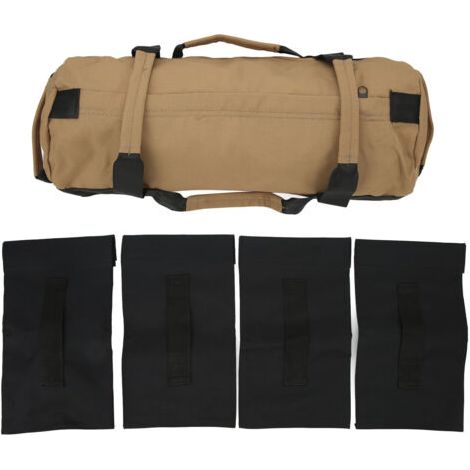 Sac de lestage en tissu Oxford, 6 poignées, réglage facile, sac de musculation multifonctionnel avec sacs de remplissage pour salle de sport intérieure, couleur kaki (1/5)
