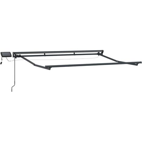 Cadre de store à persiennes manuel avec lumière LED, gris anthracite, 2,5 x 2 mètres, alliage d'aluminium. (1/5)