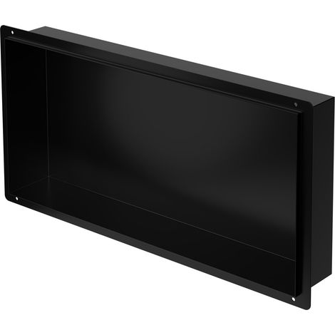 Luxebath – Niche de douche encastrée en acier inoxydable noir – Dimensions 60x30x10 cm – 100 % étanche – Installation verticale ou horizontale – Rangement articles toilette