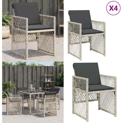 Chaises de jardin avec coussins lot de 4 gris clair poly rotin - Chaise De Jardin - Fauteuil De Jardin - Mobilier De Jardin - Résine Tressée - Rotin Synthétique - Home & Living (1/5)