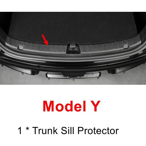 (Modèle Y,1 pièce) Protection de coffre pour Tesla Model Y : tapis anti-rayures,seuil de coffre arrière,protection de pare-chocs,organisateur de coffre en ABS,accessoires (1/3)
