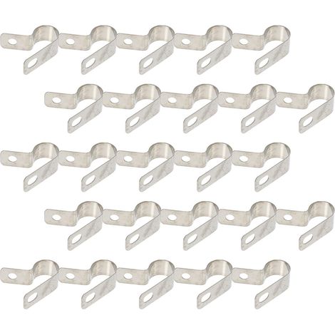 100 Stück Aluminiumlegierung R Typ Kabelklemmen 10mm Befestigungsklemmen für Lichterketten Draht und Wandkabelhalter Wetterfeste Kabelclips für Außenbereich (1/5)