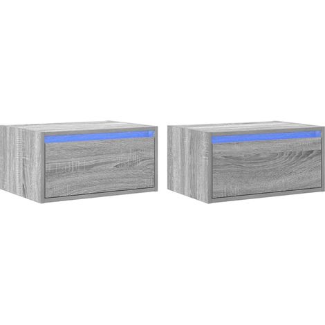 Maison Exclusive - Wand-Nachttische mit LED-Leuchten 2 Stk. Grau