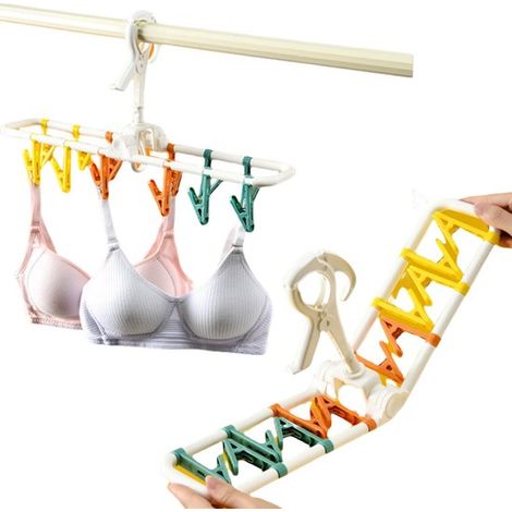 Dailygoods - Juego de 2 tendederos - Plegables - Portátiles - Resistentes al viento - 24 pinzas - Pinzas resistentes - Perchas (1/5)