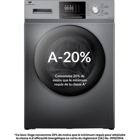 Continental Edison – Lave-linge hublot 12kg CELL12140ISP – Induction – 1400 trs/min – Classe A – Silver