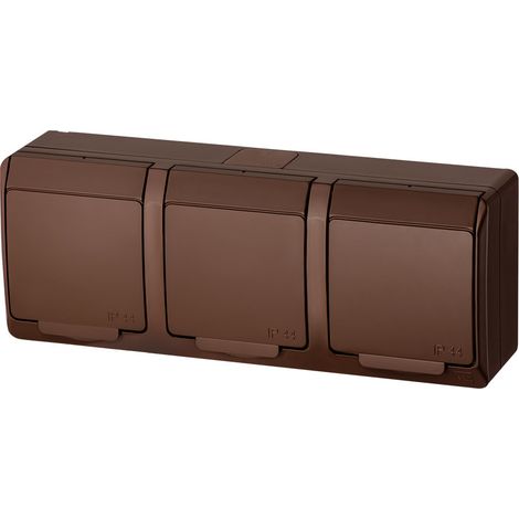 HERMES Dreifachsteckdose 3x2P+Z IP44 braun 0323-06