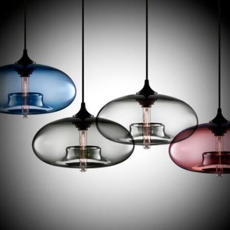 Suspension Luminaire Plafond Vintage Industrial Chandelier E27 Lustres Light Lamp Colorful Eclairage de plafond (blau) [Classe énergétique A+] (1/4)