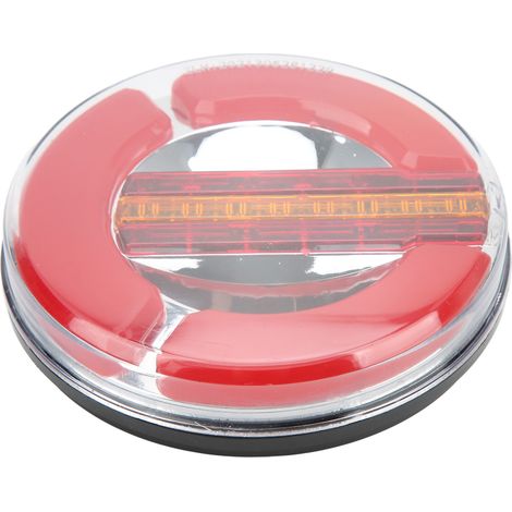 Feux arrière de remorque à LED 12 à 24 V, ronds chromés, étanches IP67, boîtier rouge clair 3000K, adaptés aux camions, bateaux et yachts. (1/5)