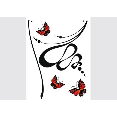 Stickers - Papillons Rouges Abstraits - 1 planche 65x85 cm (1/5)