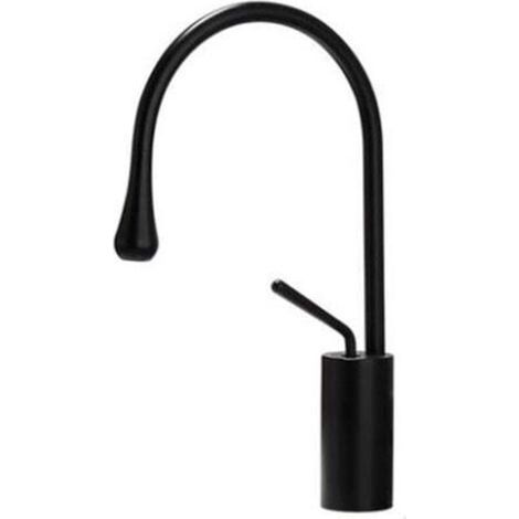 Black solid brass bathroom faucet, tall mixer tap, deck-mounted bathroom sink faucet (1/4)