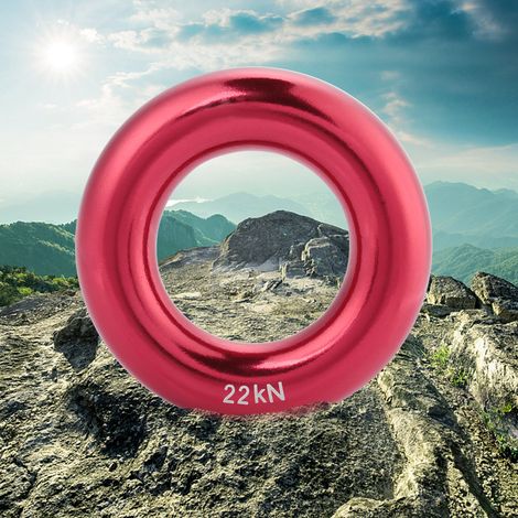 Anneau de rappel en alliage d'aluminium pour escalade, randonnée et via ferrata, couleur rouge vif
