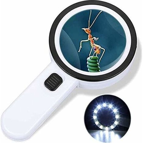 VURAHOME - Loupe De Lecture 30X Avec 12 Led 105 Mm Loupe De Lecture Sans Distorsion Avec Double Lentille En Verre (1/5)