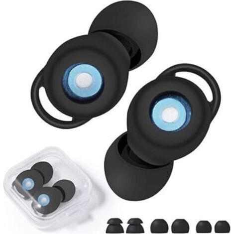 Noise-Canceling Earplugs for Sleeping, Reusable Hearing Protection in Flexible and Soft Silicone, for Work, Travel, Reading - Black (1/5)