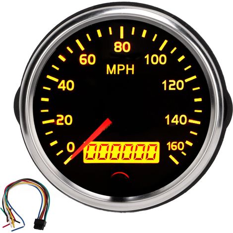 Compteur de vitesse 3,3 pouces 12 V/24 V, affichage LCD de 0 à 160 mph avec rétroéclairage blanc et ambre pour voiture, camion et bateau