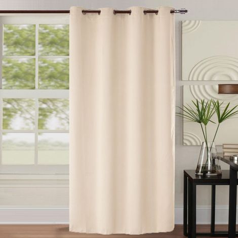 Rideau occultant blanc 140x260 cm – 100% polyester – 260 g/m² – 8 œillets ronds argent pour installation facile