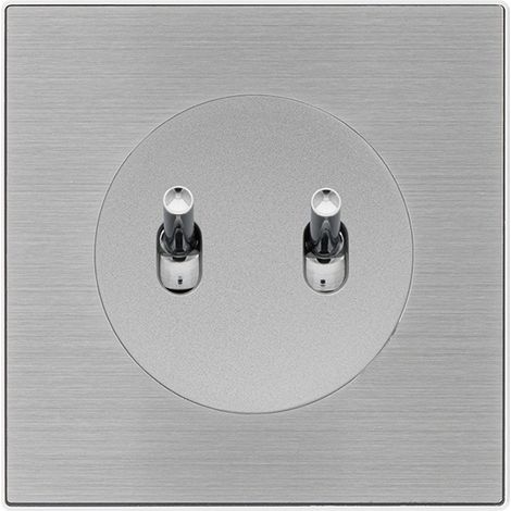 FONTINI Double bouton poussoir ALU avec manette chrome DOM et plaque simple métallisée gris – Commande élégante et pratique pour un contrôle optimisé (1/5)