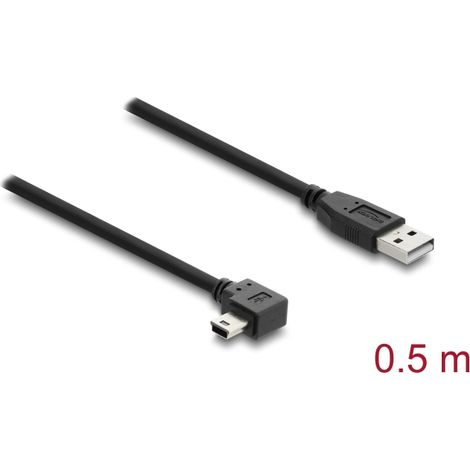 Delock USB 2.0 Kabel Typ-A Stecker zu Typ Mini-B Stecker rechts gewinkelt 0,5 m