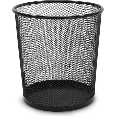 931103 13L Black Mesh Metal Wastebasket, Office, Bathroom, Kitchen Trash Can (1/3)