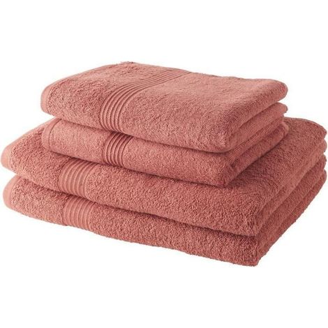 TODAY Lot de 2 Serviettes de Bain 50x100 cm + 2 Draps de Bain 70x130 cm Terracotta 100% coton (1/2)