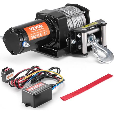 Treuil Électrique 12V 1361 kg Câble Acier Commande Filaire Indice IP55 pour Remorquage VTT UTV Tout-Terrain (1/5)