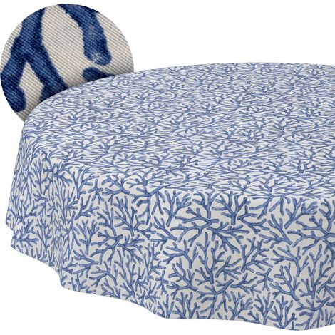 Nappe enduite Corail Bleu Ronde Ø 140 cm intérieur/extérieur (1/5)