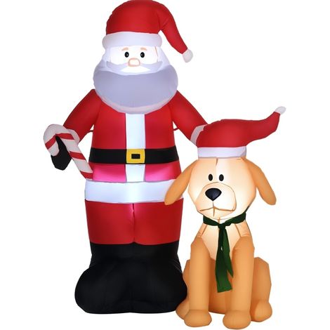Papá Noel hinchable con perro y LED 117 x 80 x 157 cm MODENUIT (1/4)