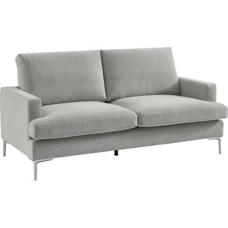 sweeek - 3-Sitzer Sofa mit Stoffbezug, Stoff, Hellgrau
