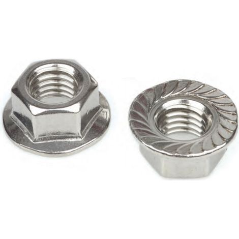 Dadi flangiati zigrinati Inox A2 - M10 - 4 pz.