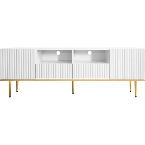 Meuble TV moderne avec pieds dorés et bordure dorée (1/5)
