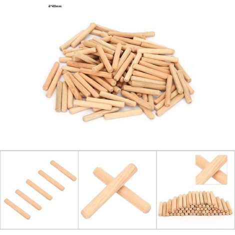 Chevilles rondes cannelées bois Taille 6x40mm Pour assemblage tenon-mortaise Idéal menuiserie et ébénisterie Paquet de rechange (1/5)