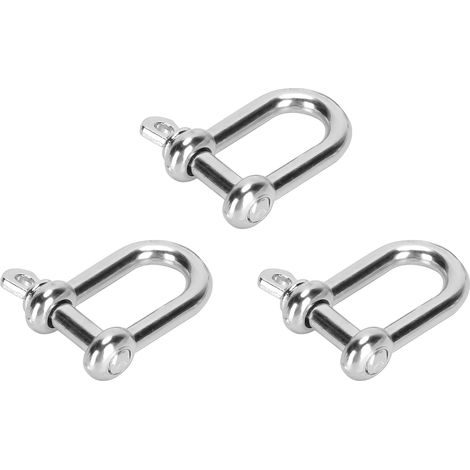 Lot de 3 manilles en forme de U en alliage de zinc avec anneau en D et fermeture à boucle pour bracelet en paracorde à tête plate (1/5)