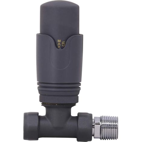WarmeHaus 15mm Straight Thermostatic Radiator Valve x1 Anthracite (1/3)