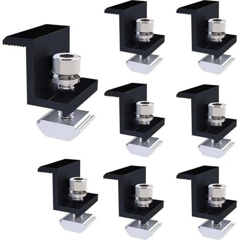Lot de 8 Supports de Panneau Solaire de 30 mm Fixation Panneau Solaire Kit Panneau Solaire avec Batterie Réglables Convient pour Camping-Car, Toiture (Noir) (1/5)