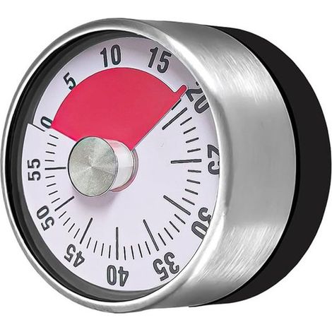 Timer meccanico da cucina, orologio magnetico da cucina, timer meccanico con conto alla rovescia per uso domestico, argento, acciaio inossidabile/ABS/magnete (1/5)