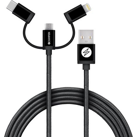 Usb a auf lightning usb c und micro usb 15 m schwarz