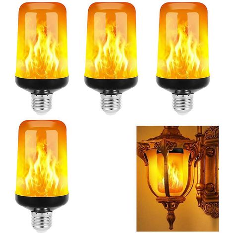 Ampoule Flamme LED, 4 Modes Scintillants, Culot E26/E27, Bougie Décorative pour Noël, Éclairage Festif, Ampoule de Cheminée, Effet Flamme Vacillante (1/5)