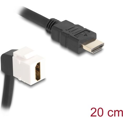 Delock Cable de mÃ³dulo Keystone HDMI macho a hembra 90Â° angulado 8K 60 Hz 20 cm negro