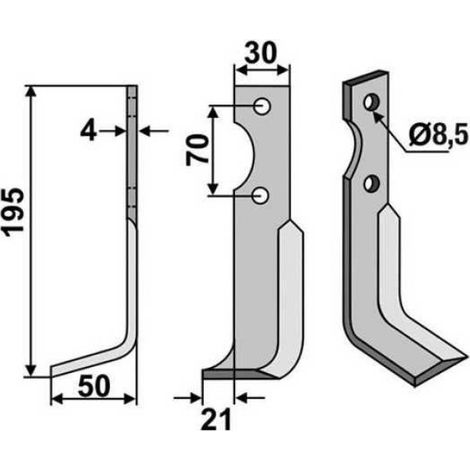 Paire outils de fraises Agria 1250-210 99, NH19548, 1250-210 98, NH19549 L.195 mm (1/5)