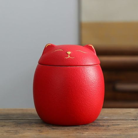 Urne funéraire pour cendres d’animal en forme de chat, boîte commémorative décorative pour chien ou chat, contenant souvenir élégant, coloris magenta (1/5)