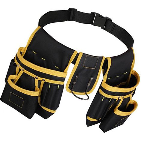 Ceinture porte-outils robuste en tissu Oxford, sacoche de ceinture multipoches, pochette utilitaire, ceinture de travail ajustable avec boucle à dégagement rapide, pour électriciens et bricoleurs, jau (1/3)