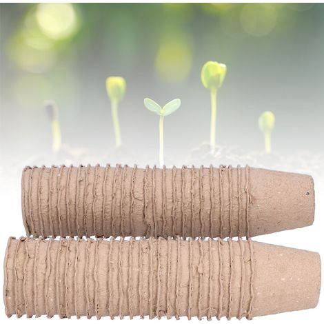 Lot de 50 pots ronds en tourbe de 6 cm, biodégradables, pour semis et pépinière. Accessoire de plantation. (1/5)