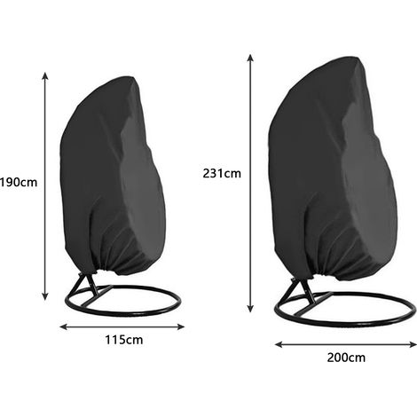Schutzhülle für den Outdoor-Eierstuhl – Strapazierfähige, wasserdichte Schutzhülle für Schaukelstühle – Größe S (115 x 190 cm) – Schwarz (1/4)