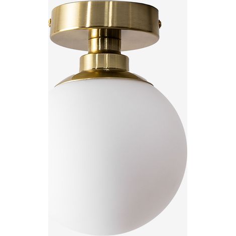 Sklum – Plafonnier LED en verre opalin – Base en fer doré – Protection IP20 – Compatible ampoules G9 jusqu'à 20W – Dimensions 20cm x 115cm x 1cm (1/5)
