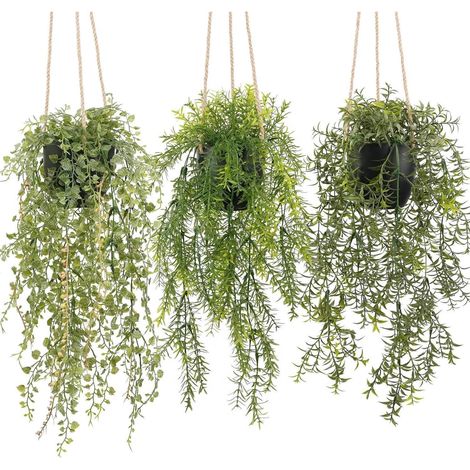 Hängepflanze künstlich Wohnzimmer Wand Büro Outdoor Schwarz Topf 032 (1/5)