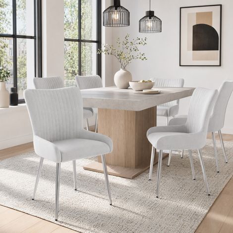 Silla de comedor 58x47x85 cm de terciopelo gris, lote de 6, cómoda y estable – MEUBLIV (1/5)