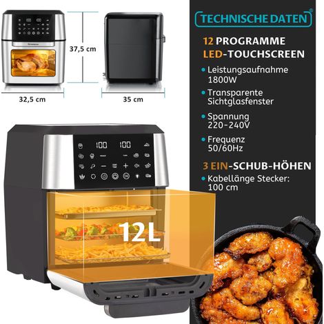 Friteuse à air chaud XXL 12L multifonction avec accessoires, Easy Fry & Grill, cuisson homogène (1/5)